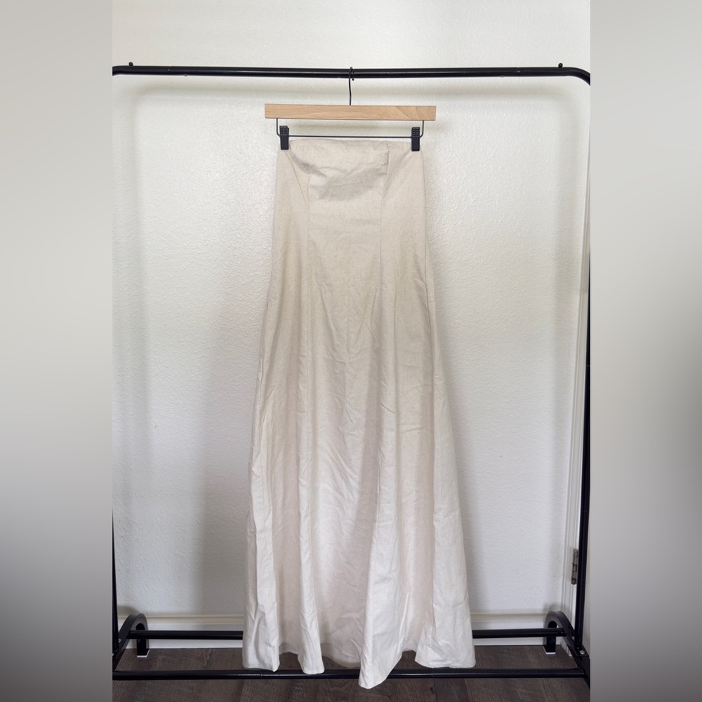 Linen Strapless Maxi Dress